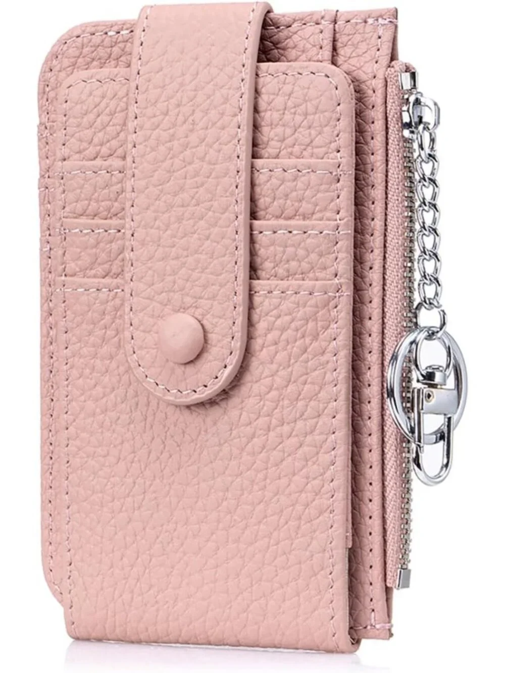 Chic Mini Leather Wallet for Women - 6 Card Slots, ID Window & Zipper Pocket